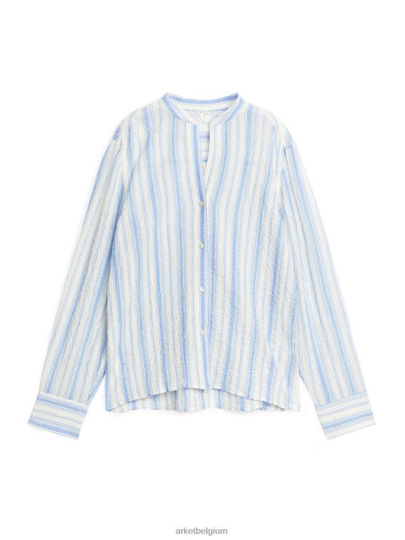 ARKET kleding 0DXJP13 wit Blauw gekreukeld katoenen overhemd vrouwen