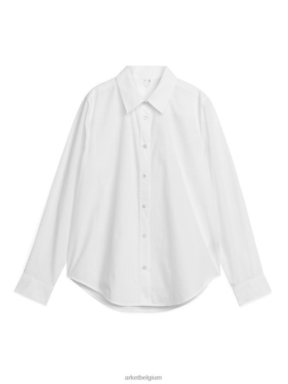 ARKET kleding 0DXJP16 wit poplin overhemd met rechte snit vrouwen
