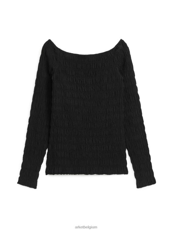 ARKET kleding 0DXJP22 zwart Gesmokte top met lange mouwen vrouwen