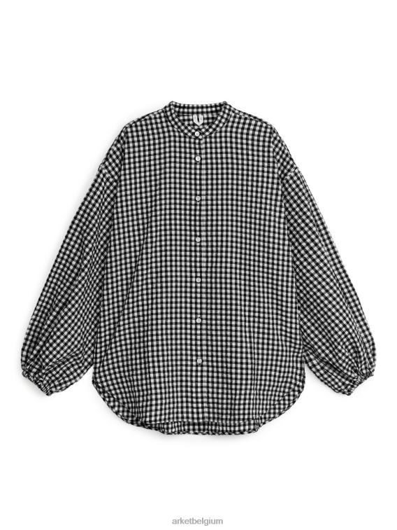 ARKET kleding 0DXJP26 zwart wit seersucker overhemd vrouwen