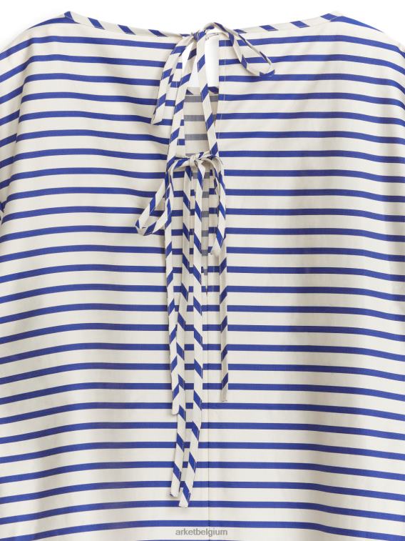 ARKET kleding 0DXJP338 blauw Wit top met striksluiting vrouwen