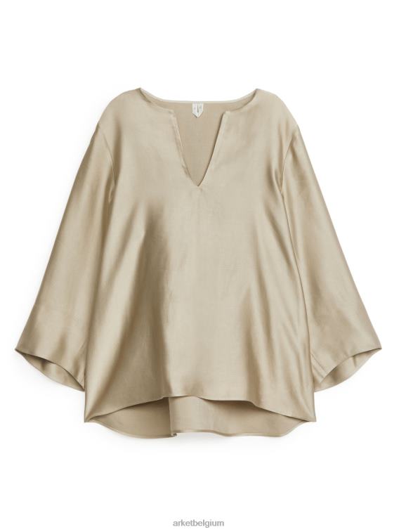 ARKET kleding 0DXJP45 beige blouse van linnenmix vrouwen