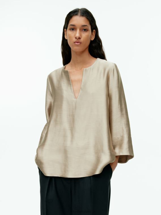 ARKET kleding 0DXJP45 beige blouse van linnenmix vrouwen