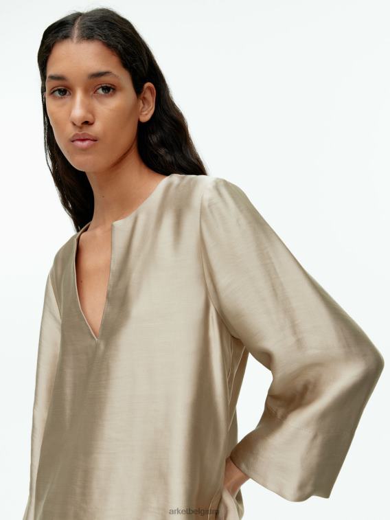 ARKET kleding 0DXJP45 beige blouse van linnenmix vrouwen