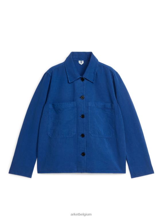 ARKET kleding 0DXJP48 helderblauw overshirt van linnenmix vrouwen