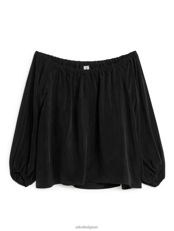 ARKET kleding 0DXJP53 zwart off-shoulder cupro-topje vrouwen