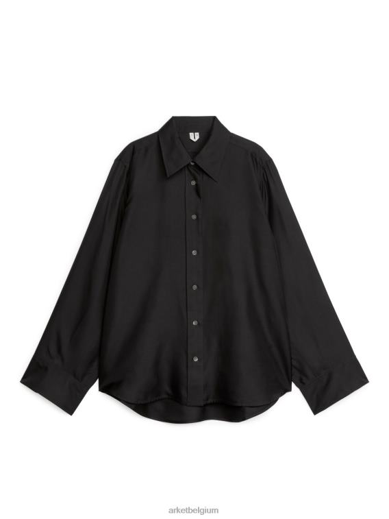 ARKET kleding 0DXJP55 zwart zijden twill overhemd vrouwen