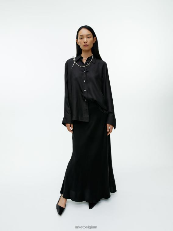ARKET kleding 0DXJP55 zwart zijden twill overhemd vrouwen
