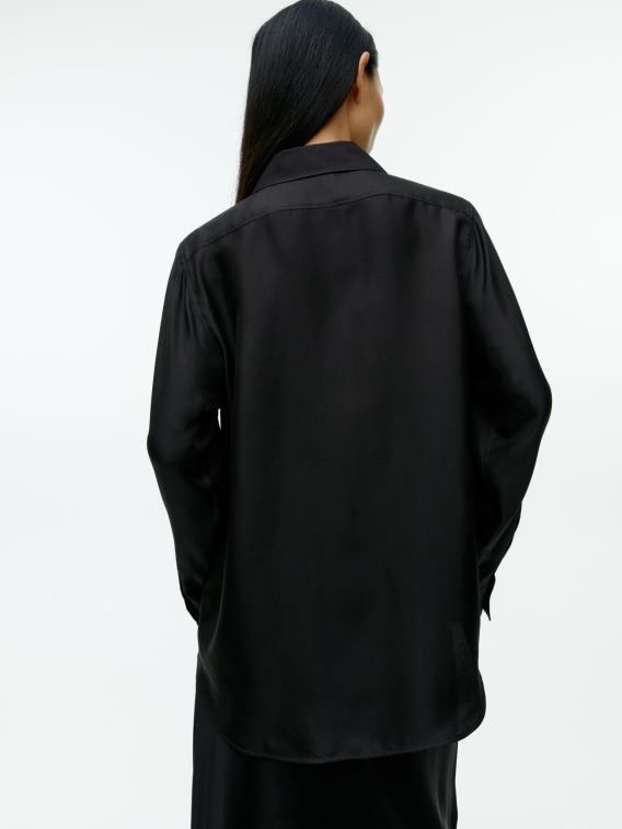 ARKET kleding 0DXJP55 zwart zijden twill overhemd vrouwen