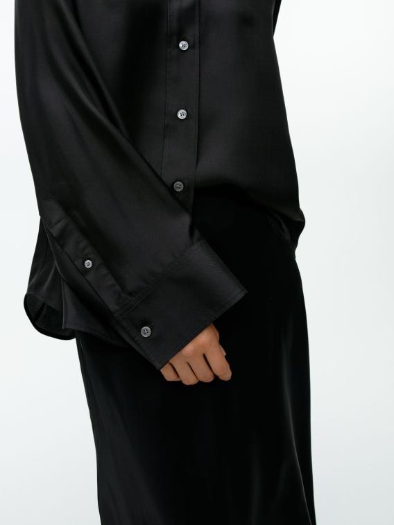 ARKET kleding 0DXJP55 zwart zijden twill overhemd vrouwen