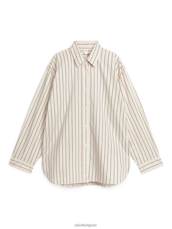 ARKET kleding 0DXJP60 lichtbeige/zwart relaxed poplin overhemd vrouwen