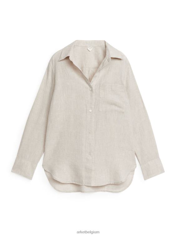 ARKET kleding 0DXJP7 licht beige linnen overhemd vrouwen