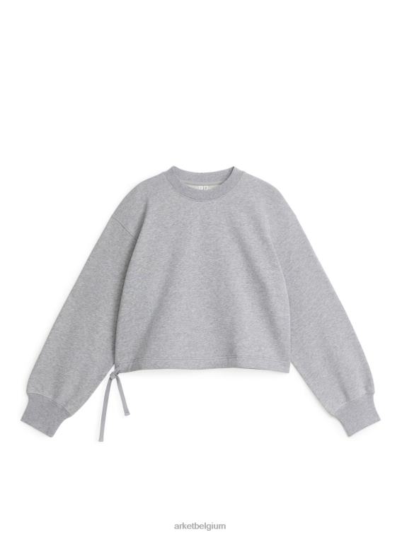 ARKET kleding 0DXJP505 grijs gemêleerd cropped sweatshirt met trekkoord vrouwen