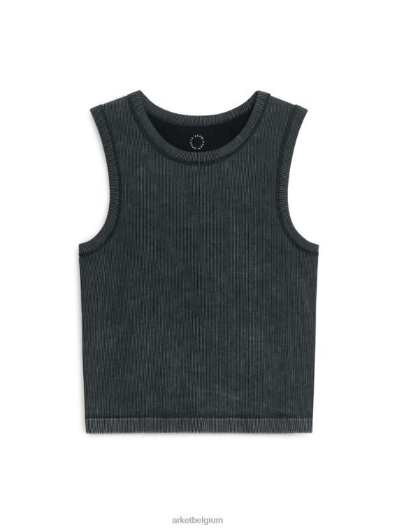 ARKET kleding 0DXJP507 zwart gewassen geribbelde naadloze tanktop vrouwen