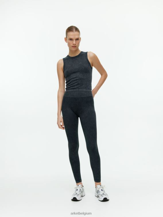 ARKET kleding 0DXJP507 zwart gewassen geribbelde naadloze tanktop vrouwen