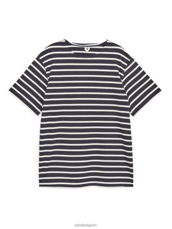 ARKET kleding 0DXJP1002 donkerblauw/gebroken wit zwaargewicht t-shirt vrouwen