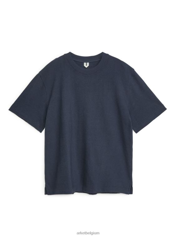 ARKET kleding 0DXJP1012 donkerblauw bouclé jersey t-shirt vrouwen