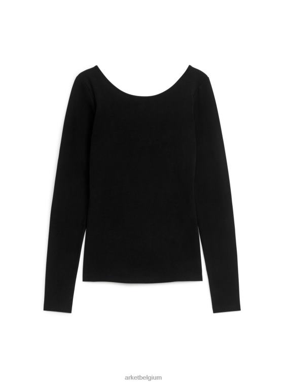 ARKET kleding 0DXJP277 zwart Jersey top met ronde hals vrouwen