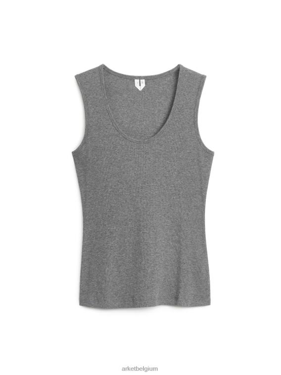 ARKET kleding 0DXJP287 grijs gemêleerd geribde tanktop vrouwen
