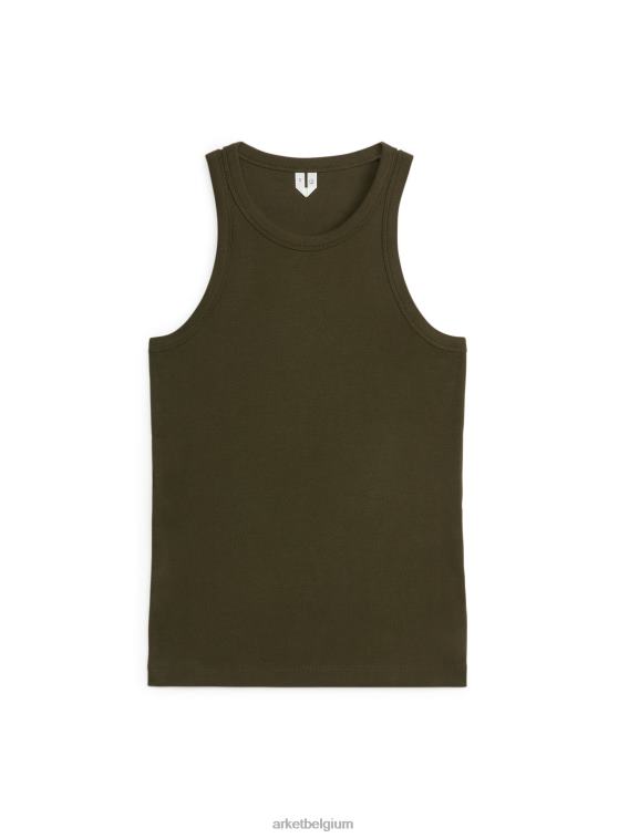 ARKET kleding 0DXJP290 donkergroen rib racer tanktop vrouwen
