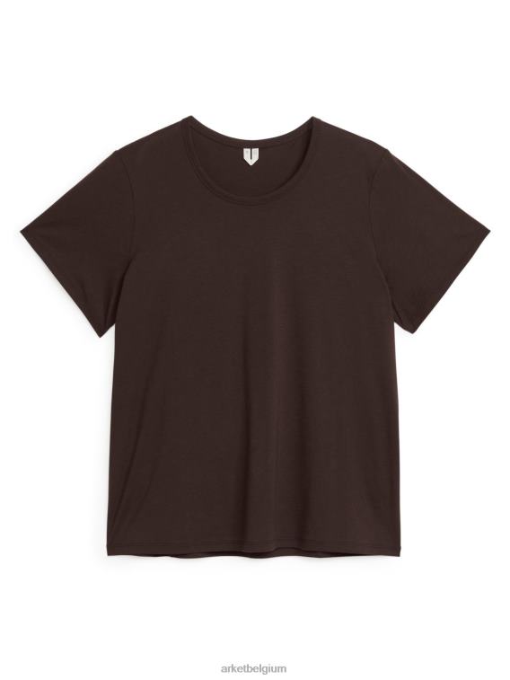 ARKET kleding 0DXJP295 donker bruin lichtgewicht katoenen t-shirt vrouwen