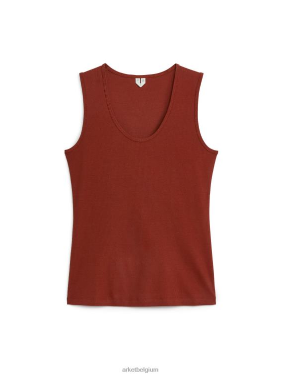 ARKET kleding 0DXJP302 roodachtig bruin geribde tanktop vrouwen