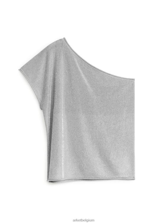 ARKET kleding 0DXJP303 zilver top met één schouder vrouwen