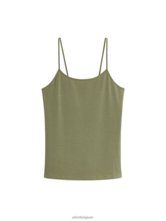 ARKET kleding 0DXJP309 kaki groen top van jersey met bandjes vrouwen