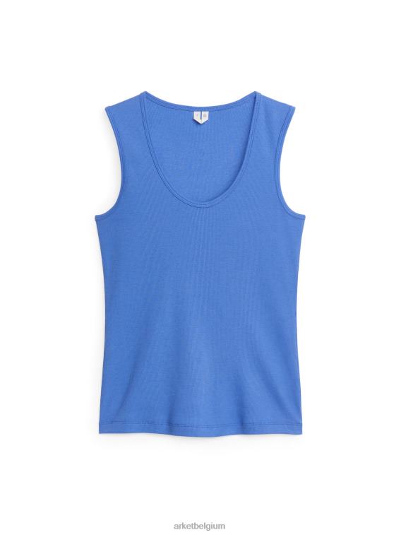 ARKET kleding 0DXJP314 midden blauw geribde tanktop vrouwen