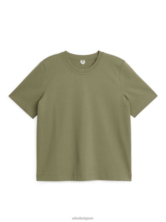 ARKET kleding 0DXJP317 kaki groen zwaargewicht t-shirt vrouwen