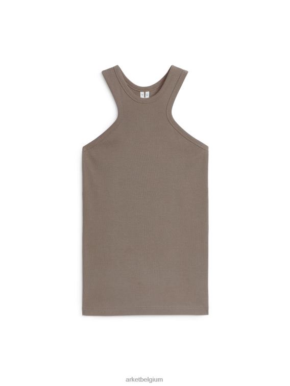 ARKET kleding 0DXJP328 taupe geribbelde racertank vrouwen