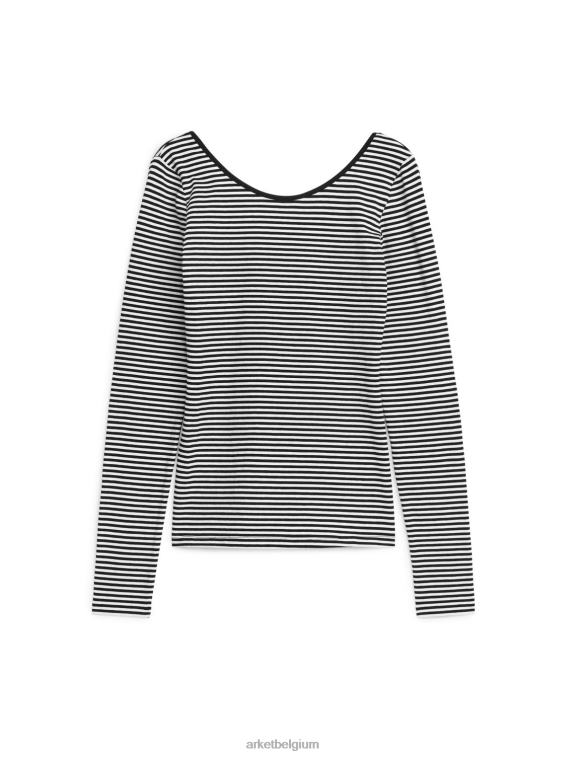 ARKET kleding 0DXJP329 zwart wit Jersey top met ronde hals vrouwen