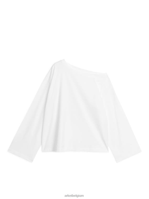 ARKET kleding 0DXJP333 wit T-shirt met asymmetrische hals vrouwen