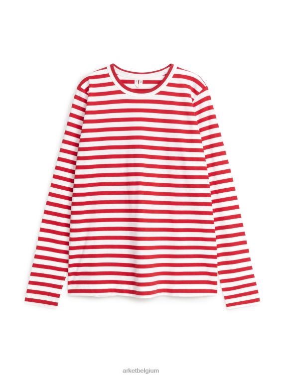 ARKET kleding 0DXJP336 rood Wit T-shirt met lange mouwen vrouwen