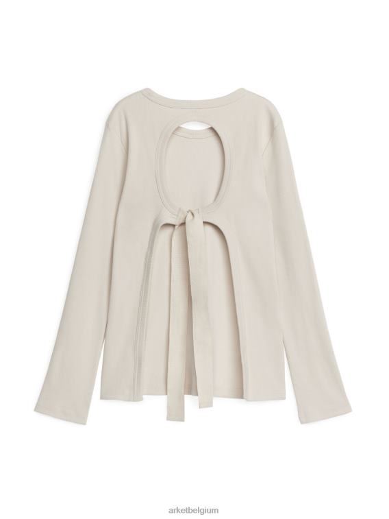 ARKET kleding 0DXJP340 gebroken wit top met lange mouwen en striksluiting vrouwen