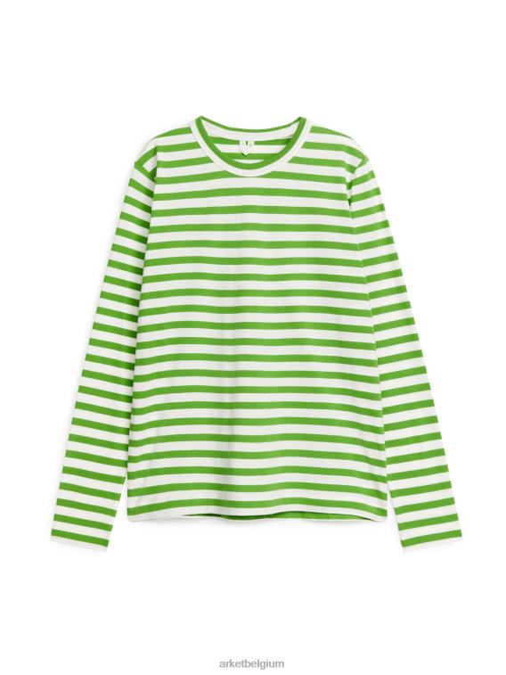 ARKET kleding 0DXJP343 groen Wit T-shirt met lange mouwen vrouwen
