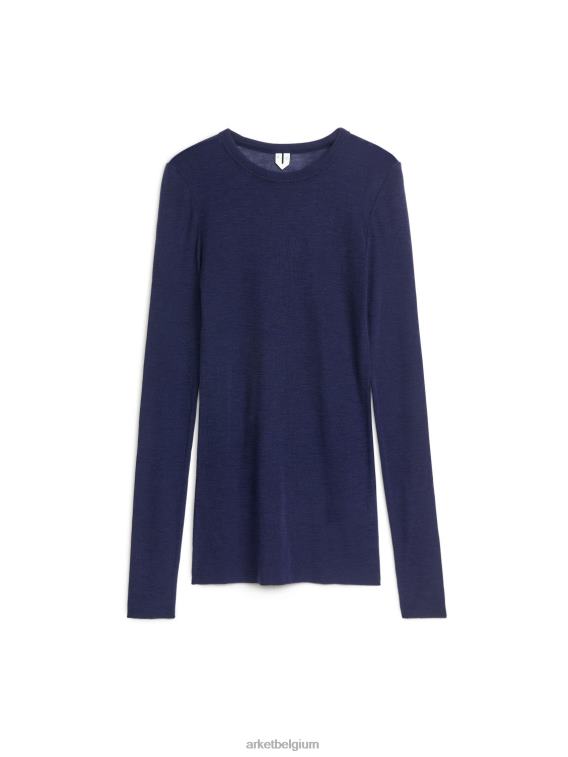 ARKET kleding 0DXJP346 donkerblauw merinotopje met lange mouwen vrouwen