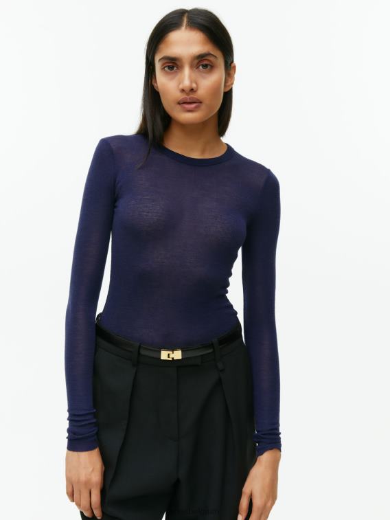 ARKET kleding 0DXJP346 donkerblauw merinotopje met lange mouwen vrouwen