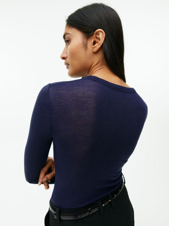 ARKET kleding 0DXJP346 donkerblauw merinotopje met lange mouwen vrouwen