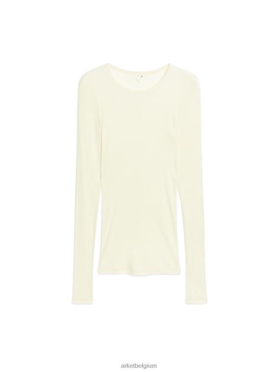 ARKET kleding 0DXJP351 gebroken wit ribzijde top vrouwen