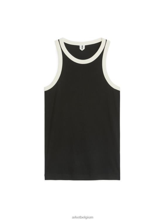 ARKET kleding 0DXJP355 zwart/gebroken wit rib racer tanktop vrouwen
