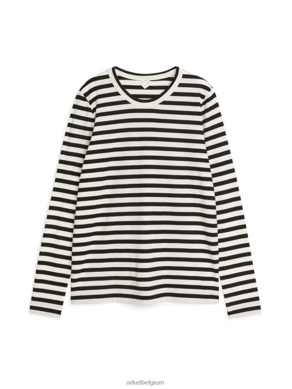 ARKET kleding 0DXJP362 zwart/beige T-shirt met lange mouwen vrouwen
