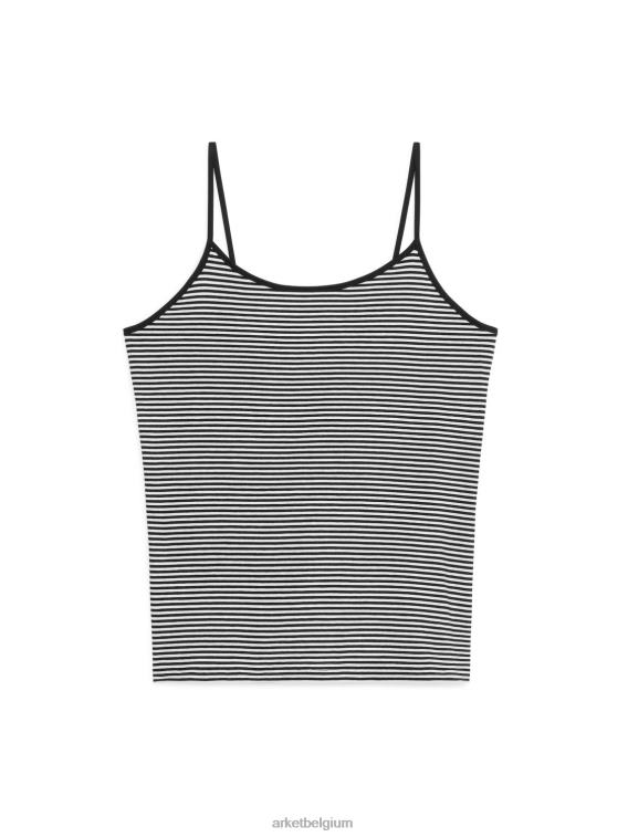 ARKET kleding 0DXJP366 zwart wit top van jersey met bandjes vrouwen