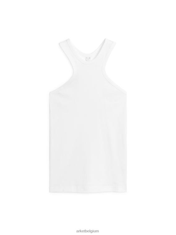 ARKET kleding 0DXJP368 wit geribbelde racertank vrouwen