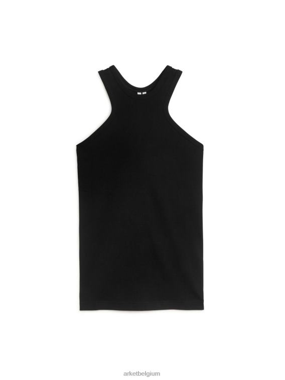 ARKET kleding 0DXJP375 zwart geribbelde racertank vrouwen