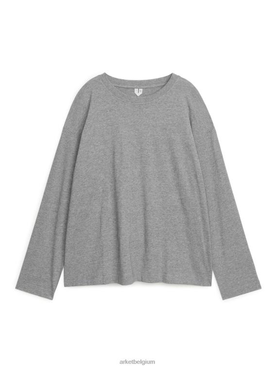 ARKET kleding 0DXJP379 grijs gemêleerd Oversized T-shirt van pimakatoen vrouwen