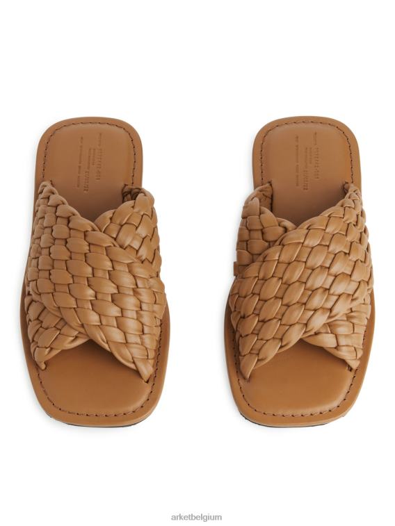 ARKET schoenen 0DXJP640 bruin geweven leren slippers vrouwen