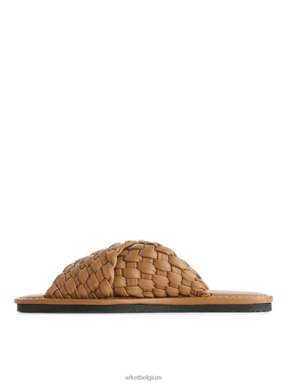 ARKET schoenen 0DXJP640 bruin geweven leren slippers vrouwen