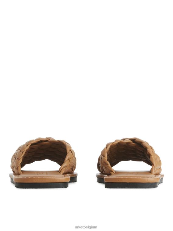 ARKET schoenen 0DXJP640 bruin geweven leren slippers vrouwen