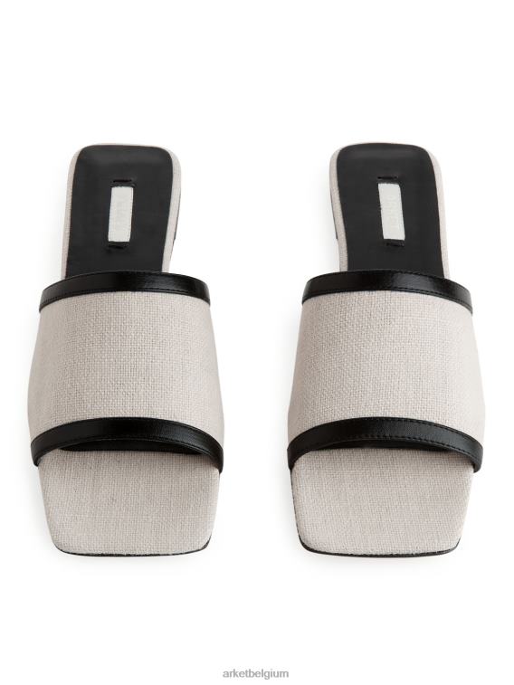 ARKET schoenen 0DXJP712 lichtbeige/wit linnen dia's vrouwen